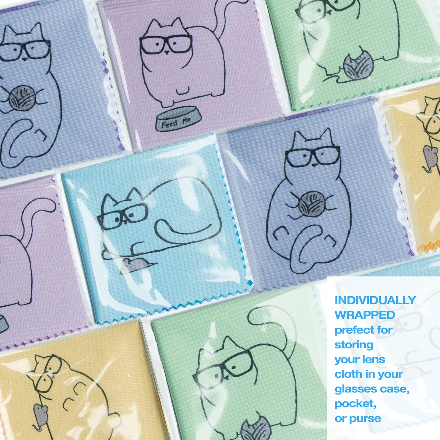 10 Pack Cute Kitty Cat Microfiber Cleaning for Cleaning Lens, Sunglasses and Eyeglasses