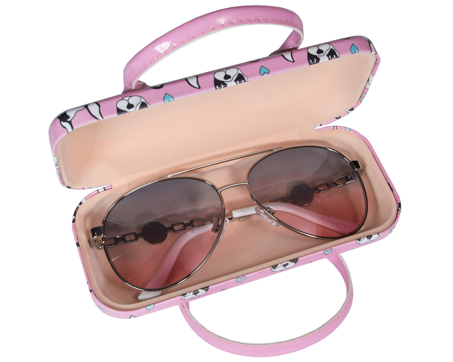 Pink Boston Terrier Dog Bag Case - Deluxe Sunglasses & Eyeglasses Hard Shell Case With Handle
