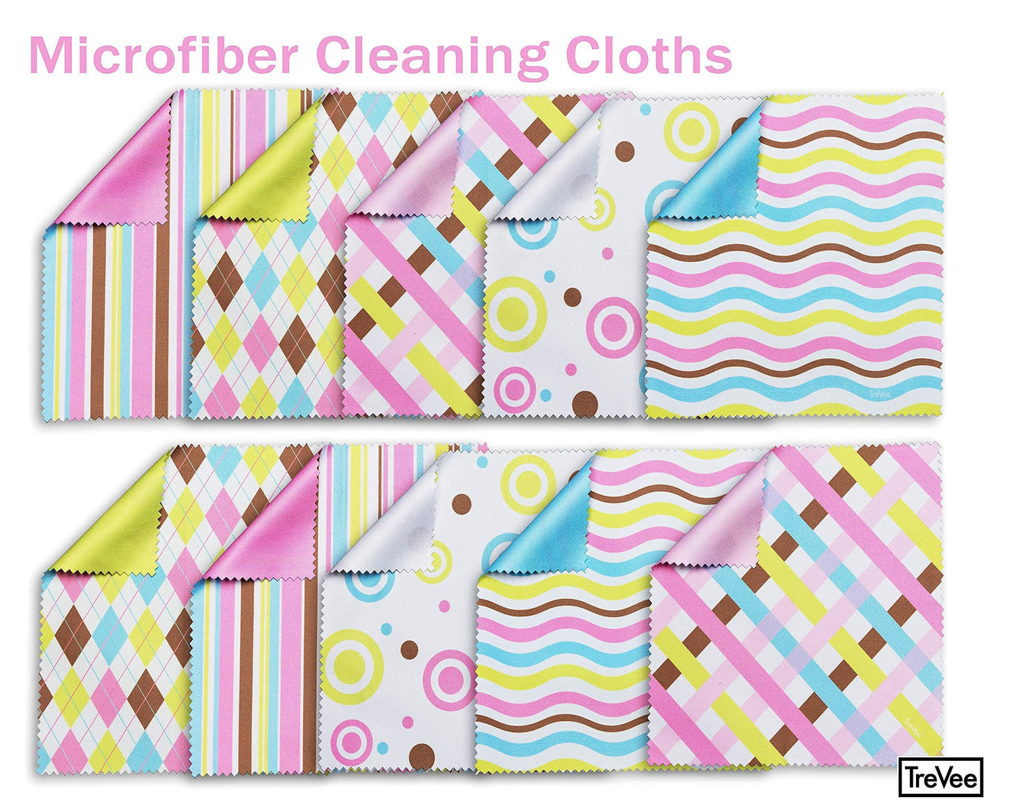 10 Pack Cute Geo-Design Microfiber Cleaning for Cleaning Lens, Sunglasses and Eyeglasses
