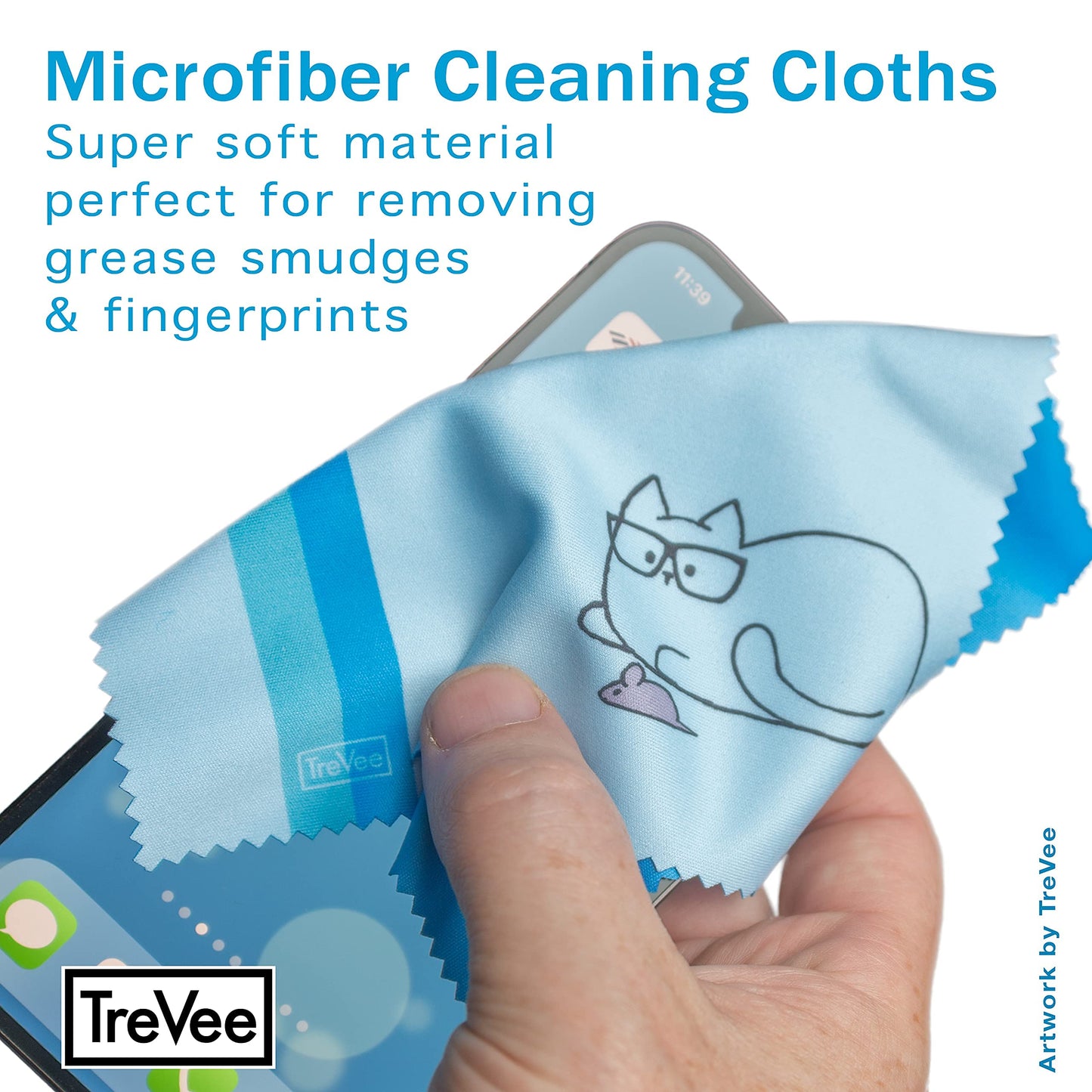10 Pack Cute Kitty Cat Microfiber Cleaning for Cleaning Lens, Sunglasses and Eyeglasses