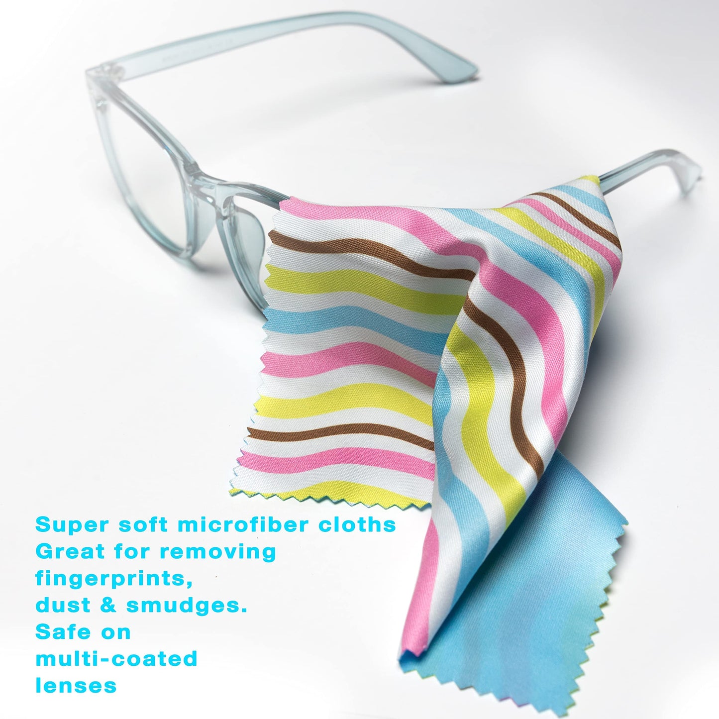 10 Pack Cute Geo-Design Microfiber Cleaning for Cleaning Lens, Sunglasses and Eyeglasses