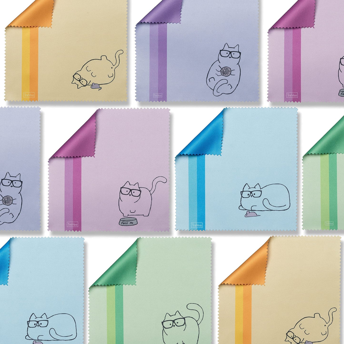 10 Pack Cute Kitty Cat Microfiber Cleaning for Cleaning Lens, Sunglasses and Eyeglasses