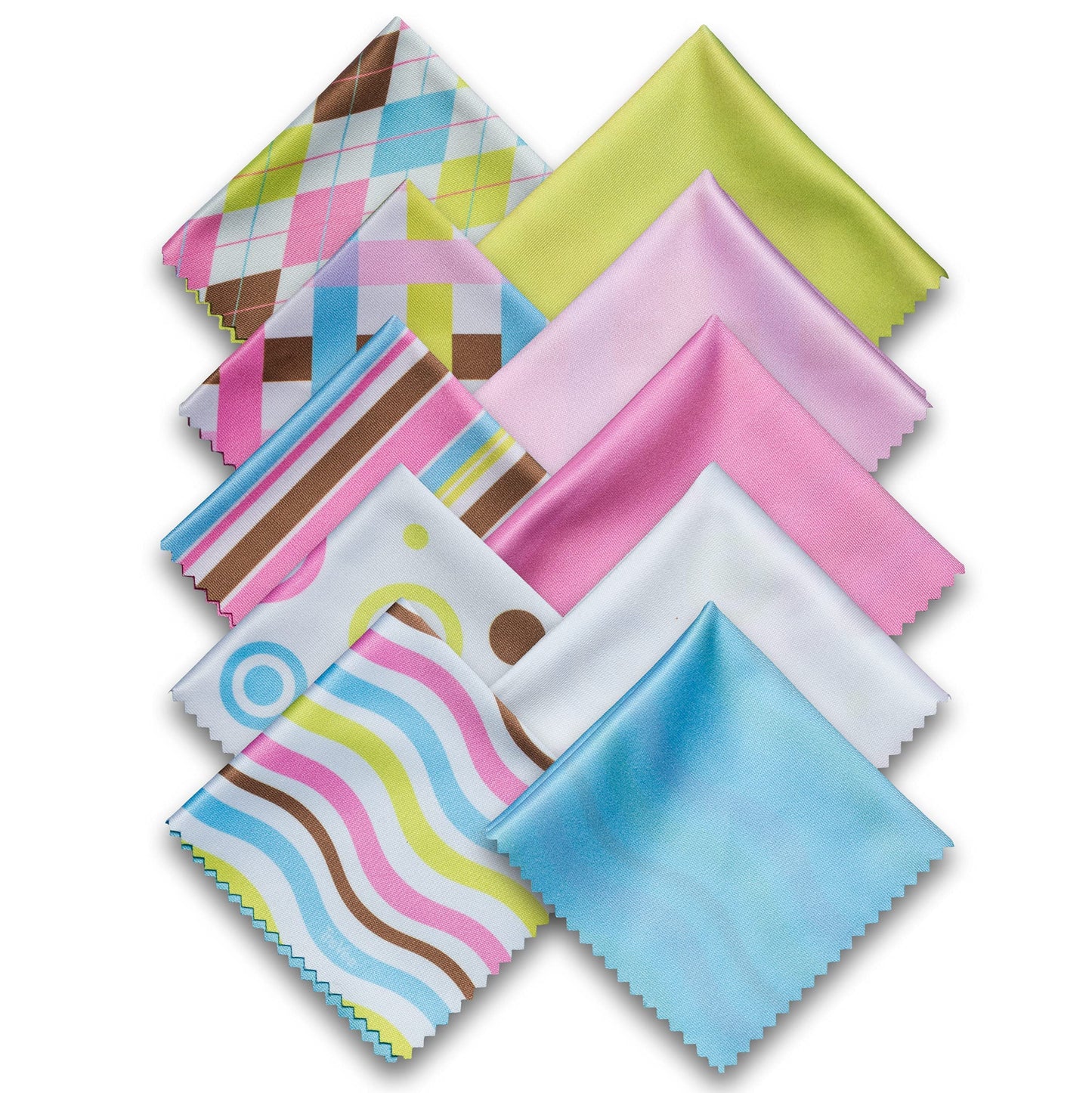10 Pack Cute Geo-Design Microfiber Cleaning for Cleaning Lens, Sunglasses and Eyeglasses