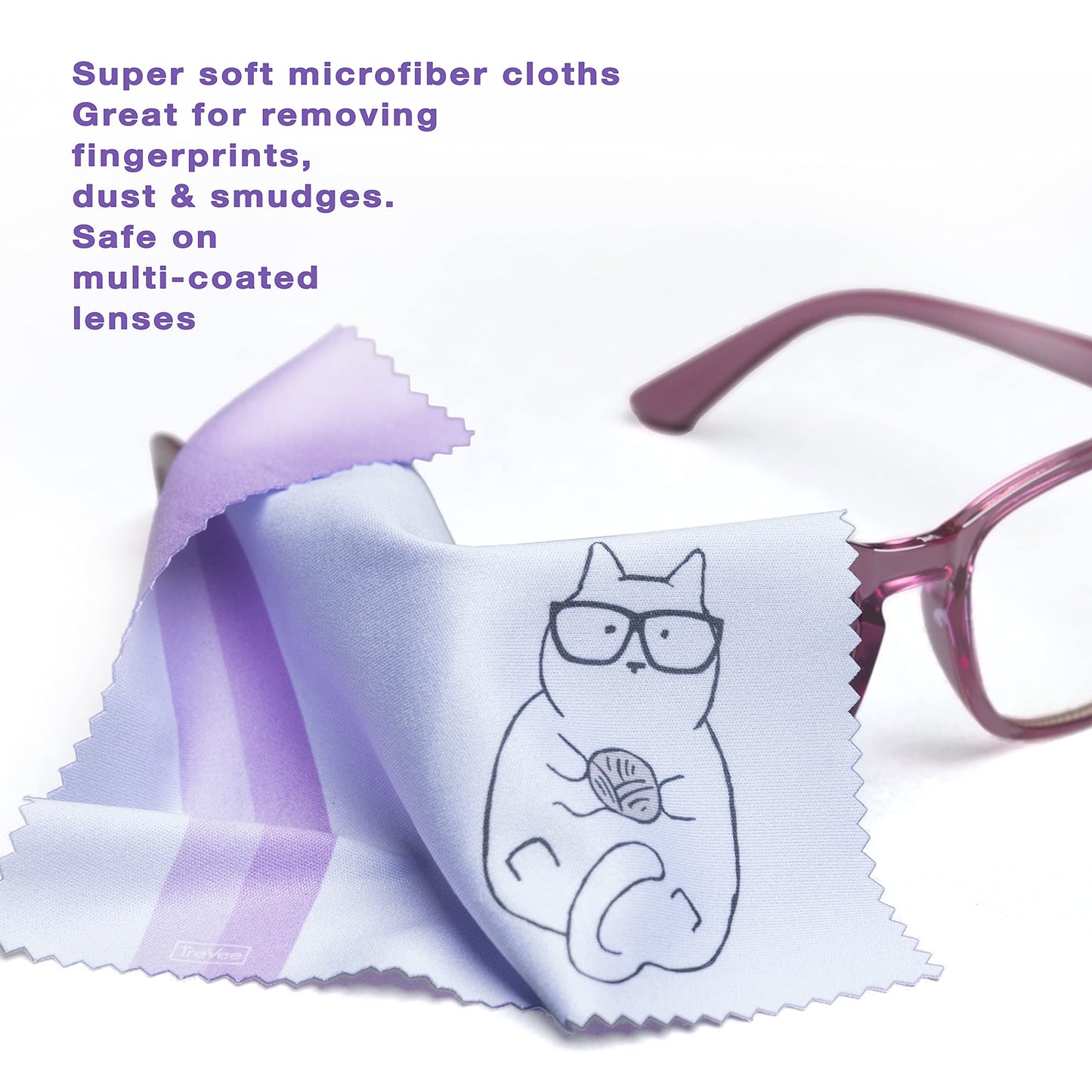 10 Pack Cute Kitty Cat Microfiber Cleaning for Cleaning Lens, Sunglasses and Eyeglasses