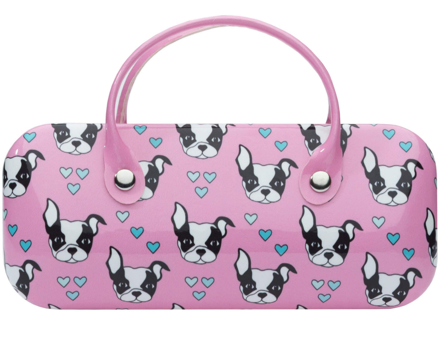 Pink Boston Terrier Dog Bag Case - Deluxe Sunglasses & Eyeglasses Hard Shell Case With Handle