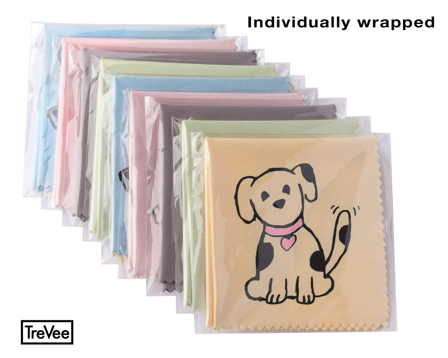 10 Pack Cute Dog Design Microfiber Cleaning for Cleaning Lens, Sunglasses and Eyeglasses