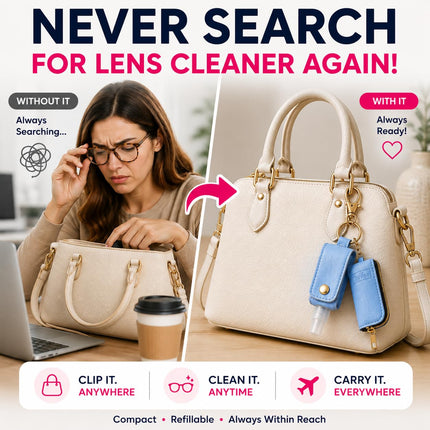 Blue Keychain Lens Cleaning Spray Bottle