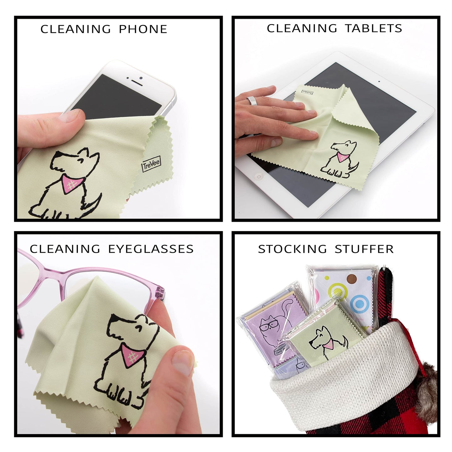 10 Pack Cute Dog Design Microfiber Cleaning for Cleaning Lens, Sunglasses and Eyeglasses
