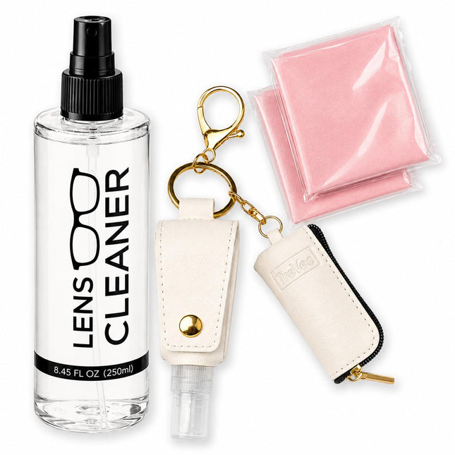 Travel Glasses Cleaning Kit & Bag Charm – White