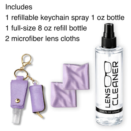 Travel Glasses Cleaning Kit & Bag Charm – Purple