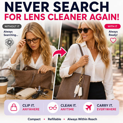 Travel Glasses Cleaning Kit & Bag Charm – White