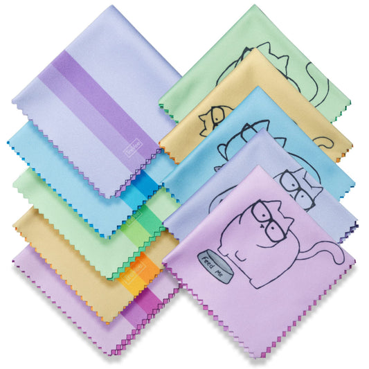 10 Pack Cute Kitty Cat Microfiber Cleaning for Cleaning Lens, Sunglasses and Eyeglasses