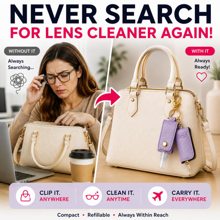 Travel Glasses Cleaning Kit & Bag Charm – Purple